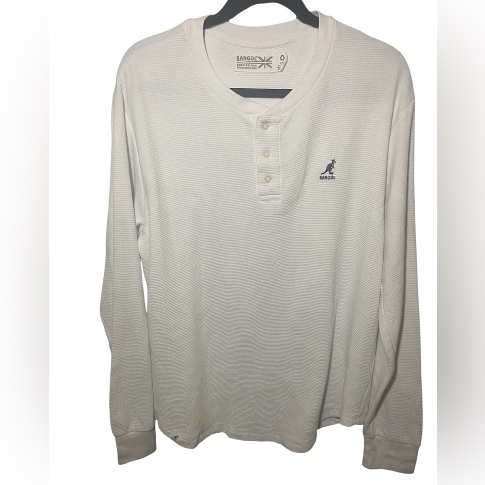 Kangol Men’s long sleeve shirts with 3 button front waffle tshirt size large